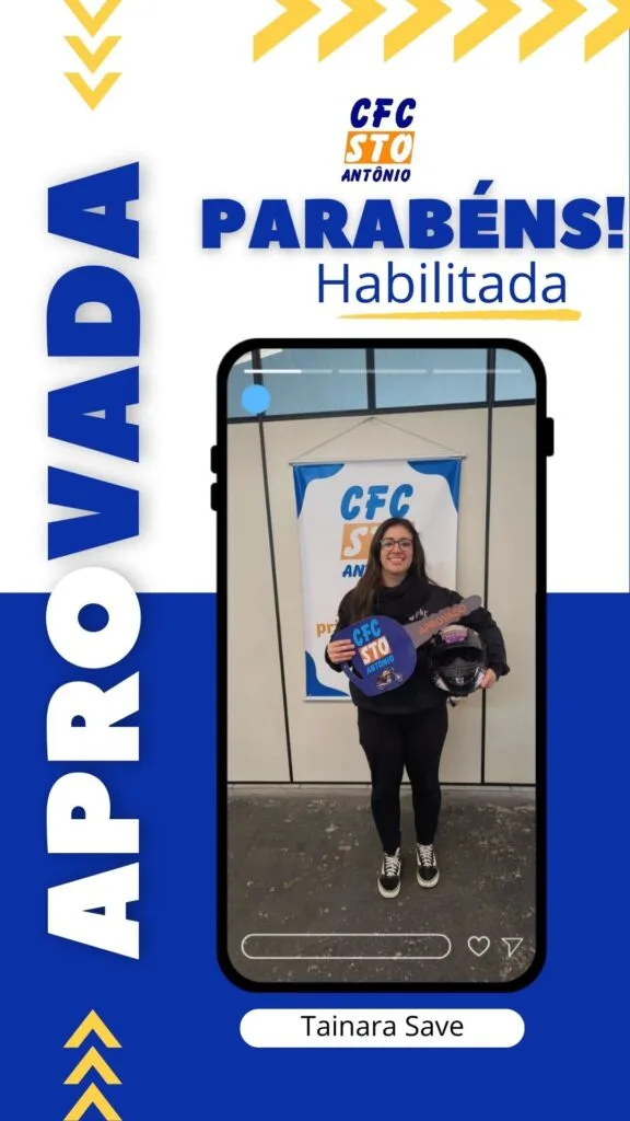 Aluno aprovado no CFC Sto Antônio