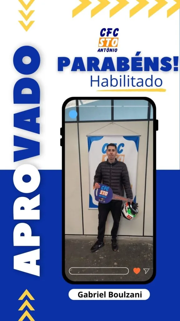 Aluno aprovado no CFC Sto Antônio